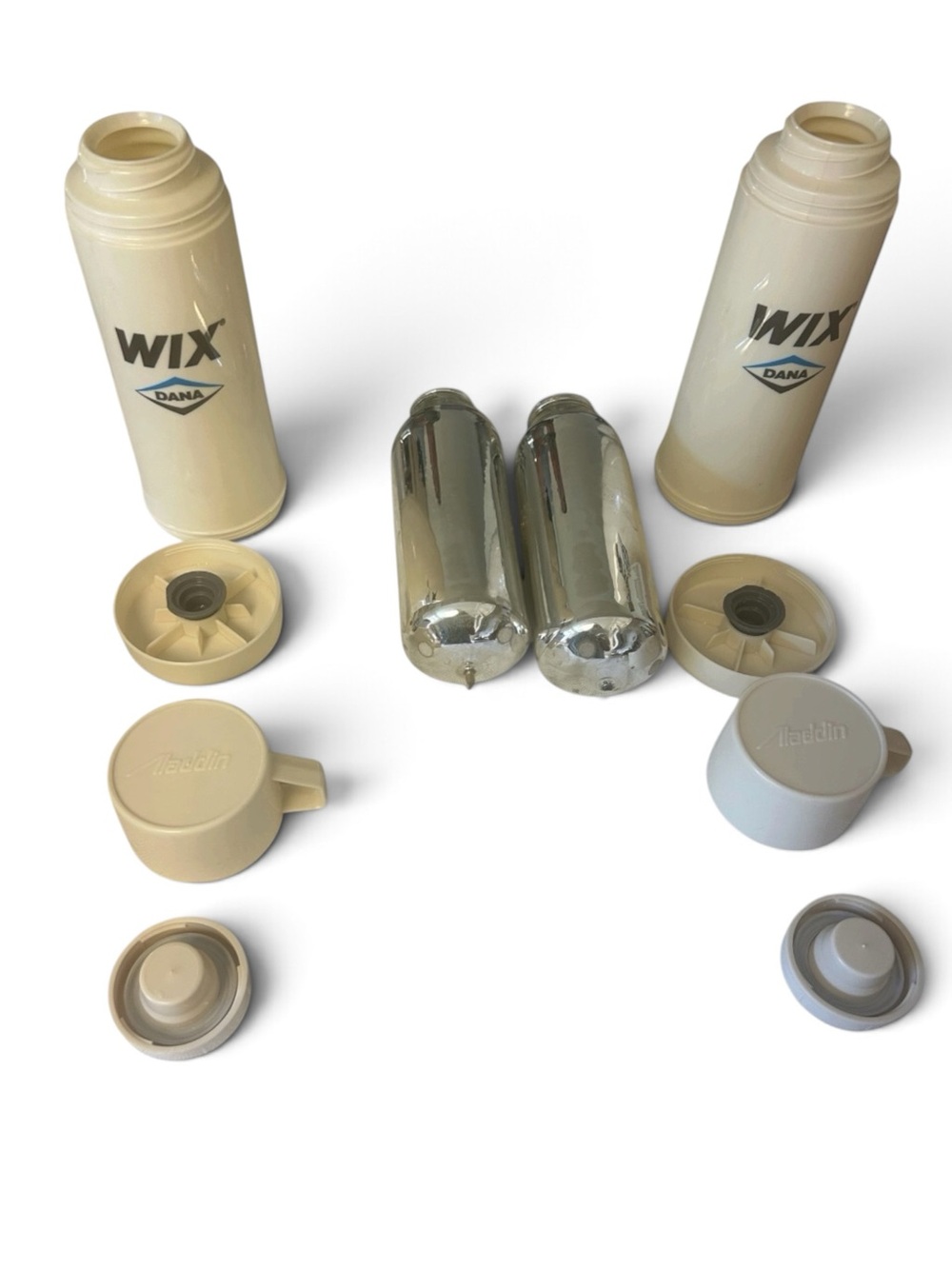 VTG Aladdin WIX DANA Automotive Filters Pint Thermos Pair Garage Decor 1980s